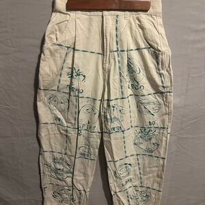 Urban Outfitters Cream Chinos with Blue Zodiac Design
